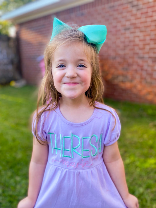 Ruffle dress with name toddler sizes